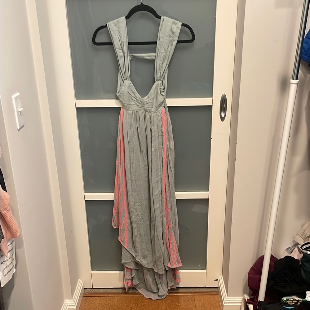 Free People Hi Lo Hem Backless Green Boho Sundress